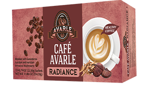 Café Avarle Radiance Coffee with Collagen, Ganoderma, Lion's Mane, & Kacip Fatima